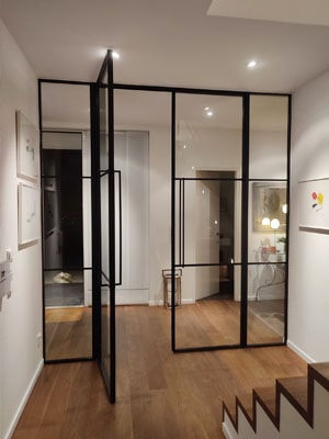 Loft Doppeltür Schiebetür aus Metall und Glas, Glasschiebetür von Loft Tür