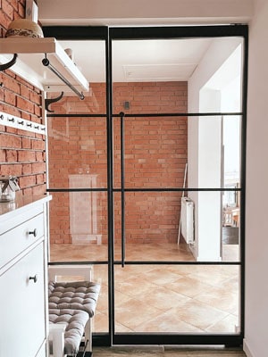 Loft Pivottür Schiebetür aus Metall und Glas, Glasschiebetür von Loft Tür