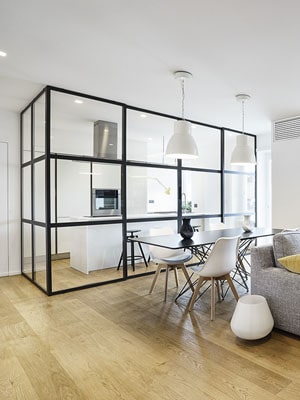 Loft Raumtrenner Schiebetür aus Metall und Glas, Glasschiebetür von Loft Tür